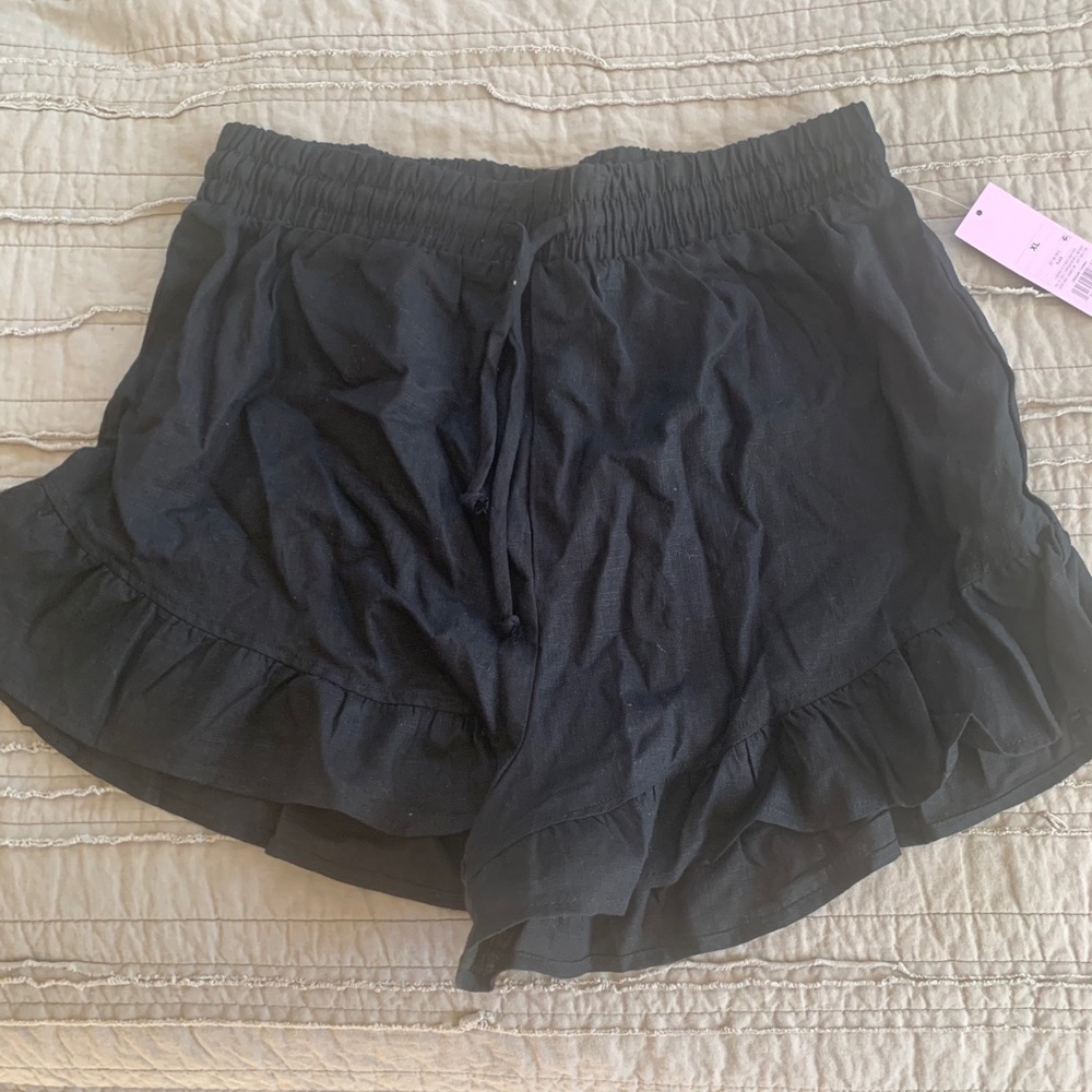 Black Linen Shorts